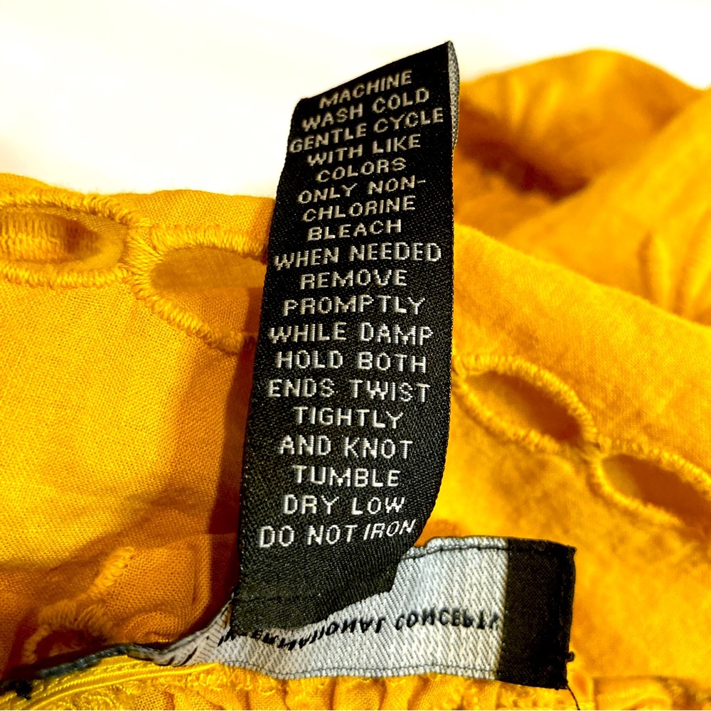 International Concepts Mustard Long Sleeve Eyelet Cutout Blouse - Size 6P - Picture 6 of 6